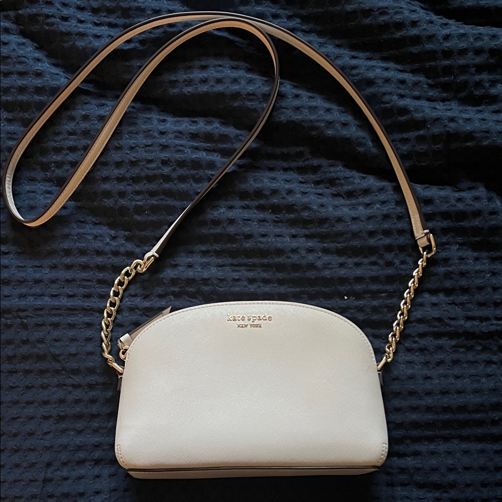 Kate Spade White Crossbody Bag with Gold Accents